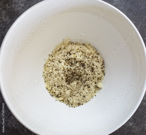 Ingredient for  Pasta Cacio e Pepe (Cheese and Pepper). Typical Roman Cuisine