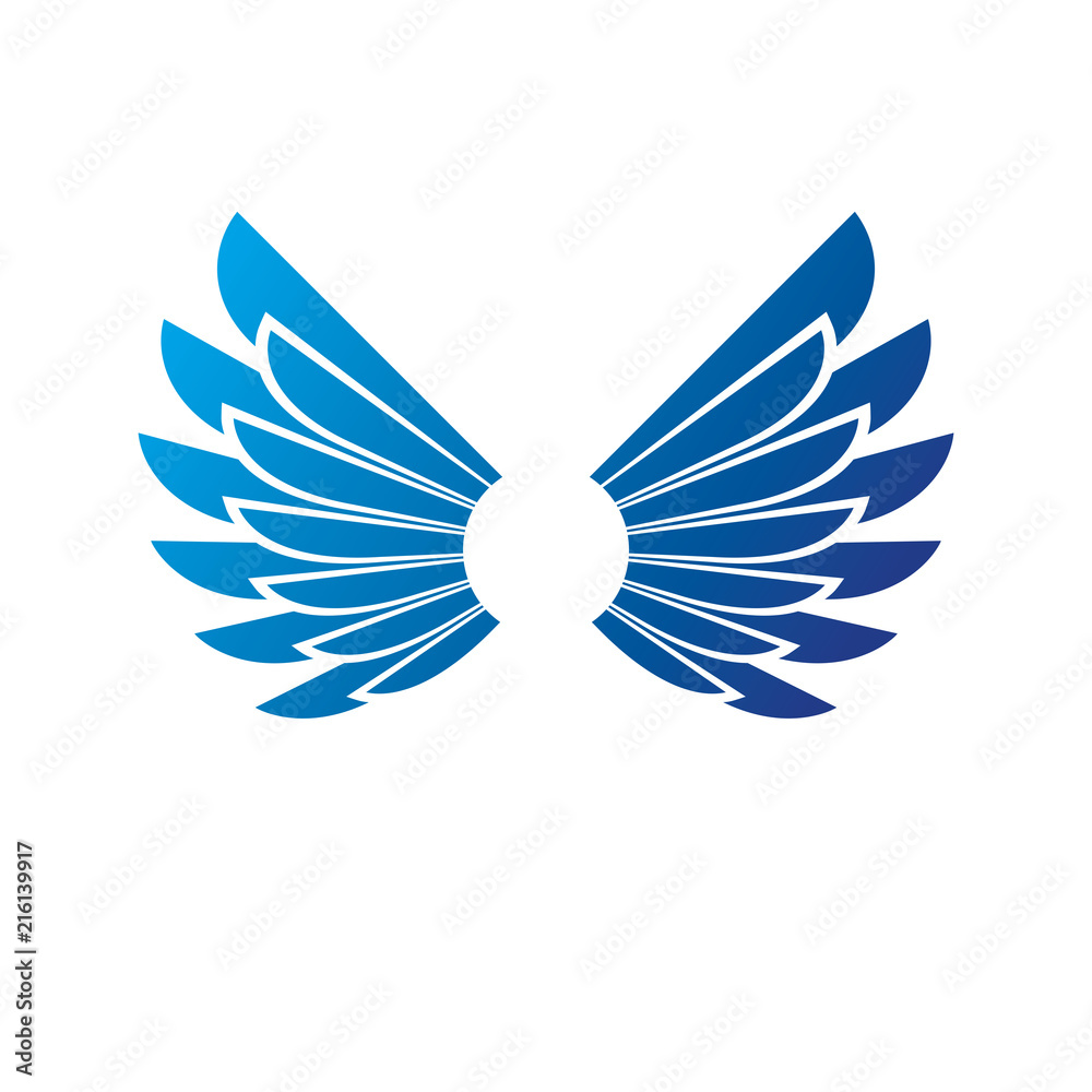 Blue freedom Wings emblem. Heraldic Coat of Arms decorative logo isolated vector illustration. Blue freedom Wings emblem. Heraldic Coat of Arms decorative logo isolated vector illustration.