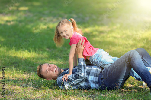 Happy father and daughter p...
