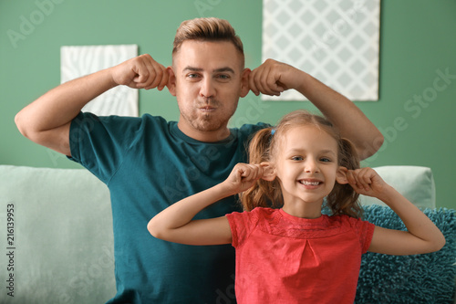 Funny portrait of father an...
