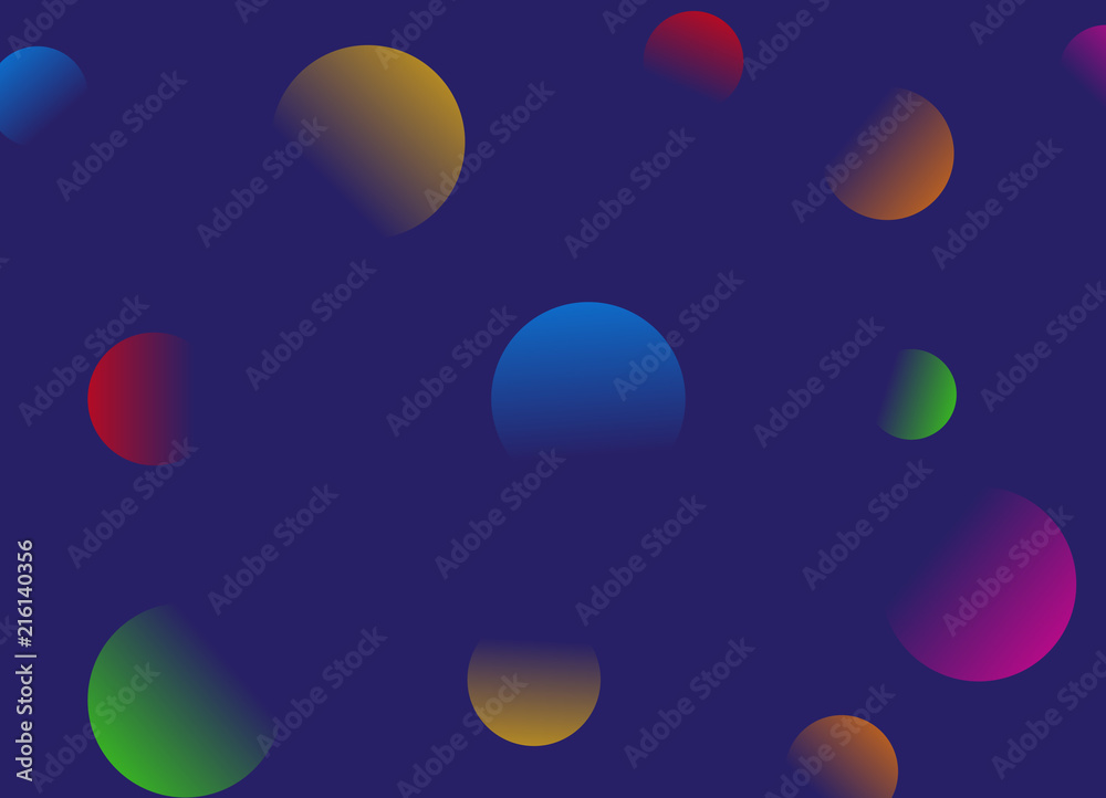 Gradient circles on blue vector banner background.