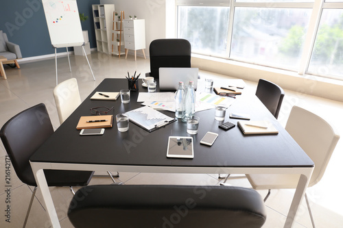 Table with documents and ga...