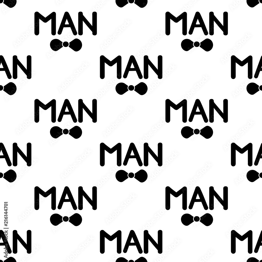 Fototapeta Seamless pattern with black bow tie and word Man