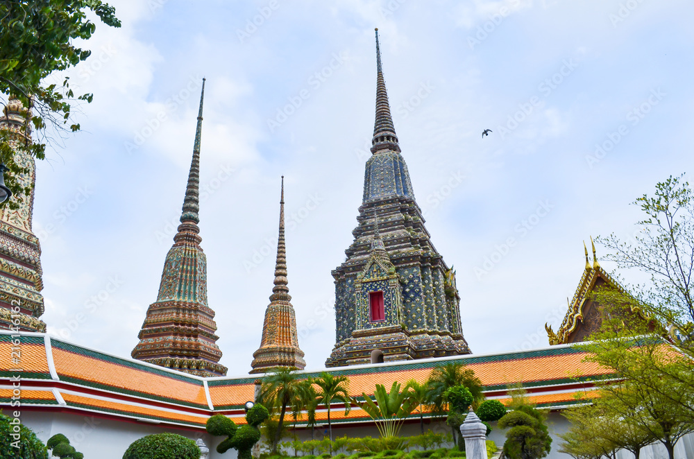 Pagodas at Wat Pho in Bangkok, Thailand.
