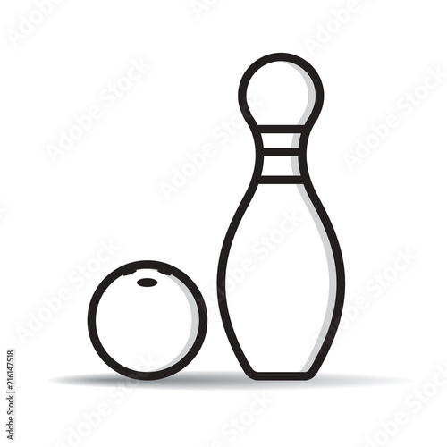 black and white bowling ball and pin on smooth shadow