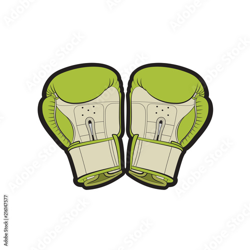 green color boxing gloves isolated on white background vector drawing