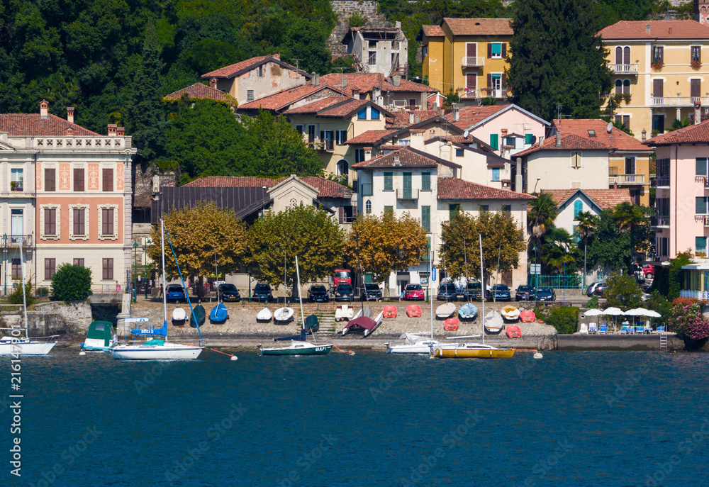 the villages of Lake Maggiore, a handful of colored houses around the harbor.Italy