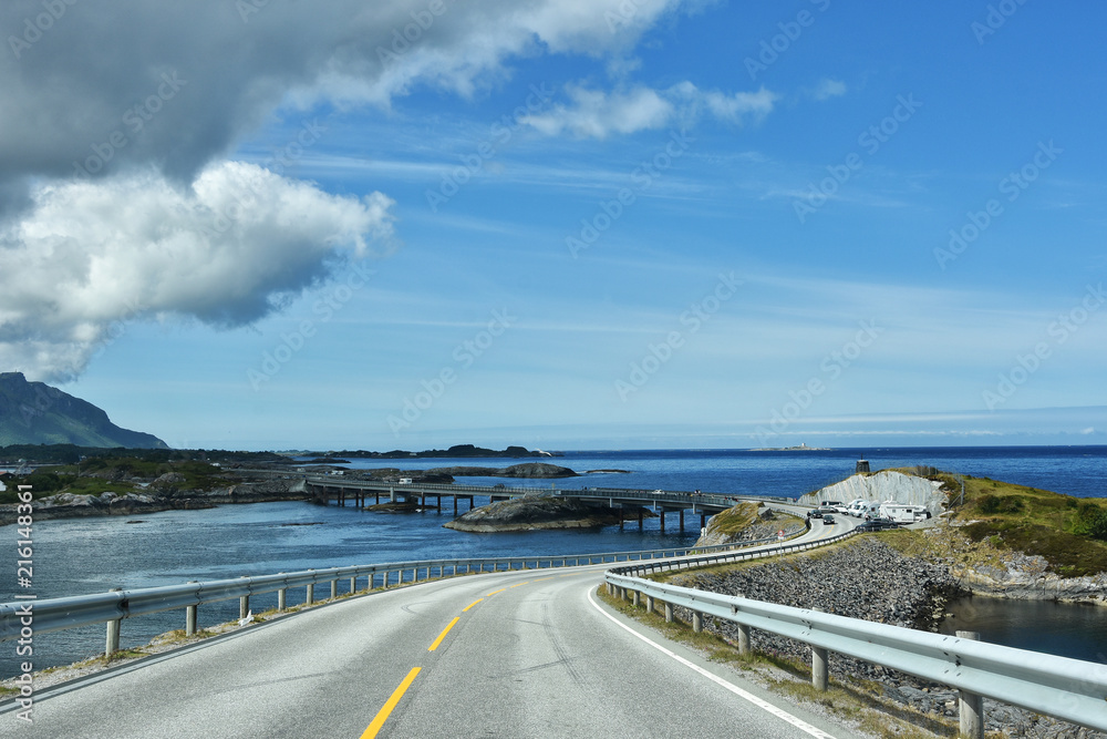 The Atlantic Ocean Road -  Atlanterhavsveien  8.3-kilometer  long section of County Road 64 runs through an archipelago in Eide and Averoy in More og Romsdal, Norway