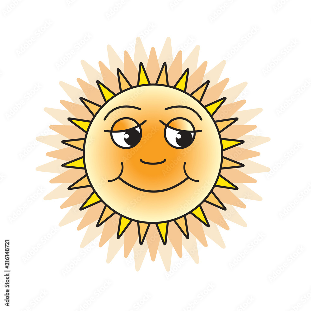 happy sun cartoon with smile vector illustration