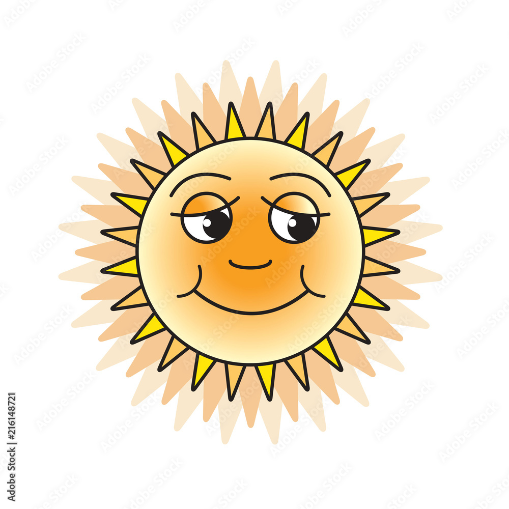 happy sun cartoon with smile vector illustration happy sun cartoon with smile vector illustration