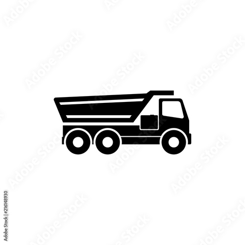 Tipper Truck. Flat Vector Icon illustration. Simple black symbol on white background. Tipper Truck sign design template for web and mobile UI element