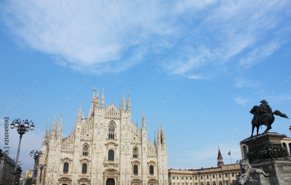 Milan Cathedral. Cathedral Square. Italy. Monument to Victor Emmanuel II