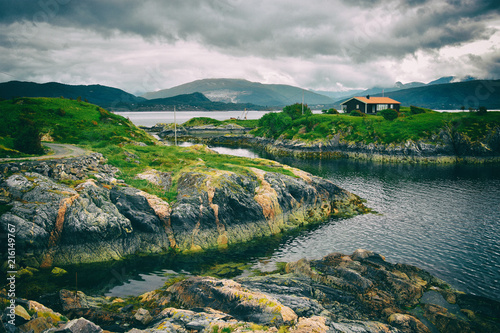 Beautiful landscape on the coast of famous Atlantic Ocean Road -  Atlanterhavsveien , More og Romsdal county, Norway. photo