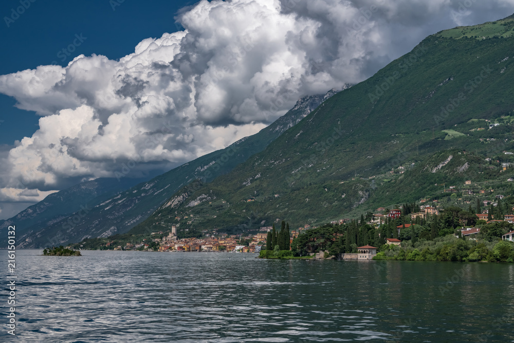 Panoramic view of the city on the shores of lake Garda.