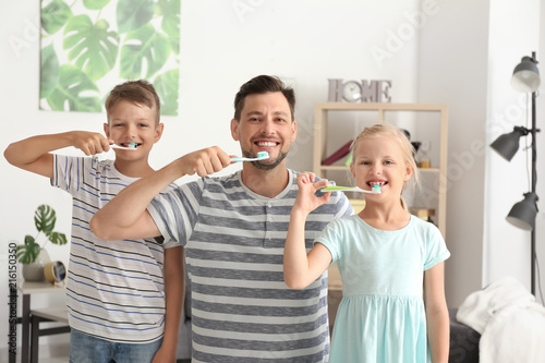 Man and his little children...
