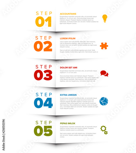 Vector progress five steps template