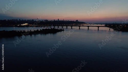 Wallpaper Mural Aerial footage. Fly to Kyiv bridge at evening Torontodigital.ca