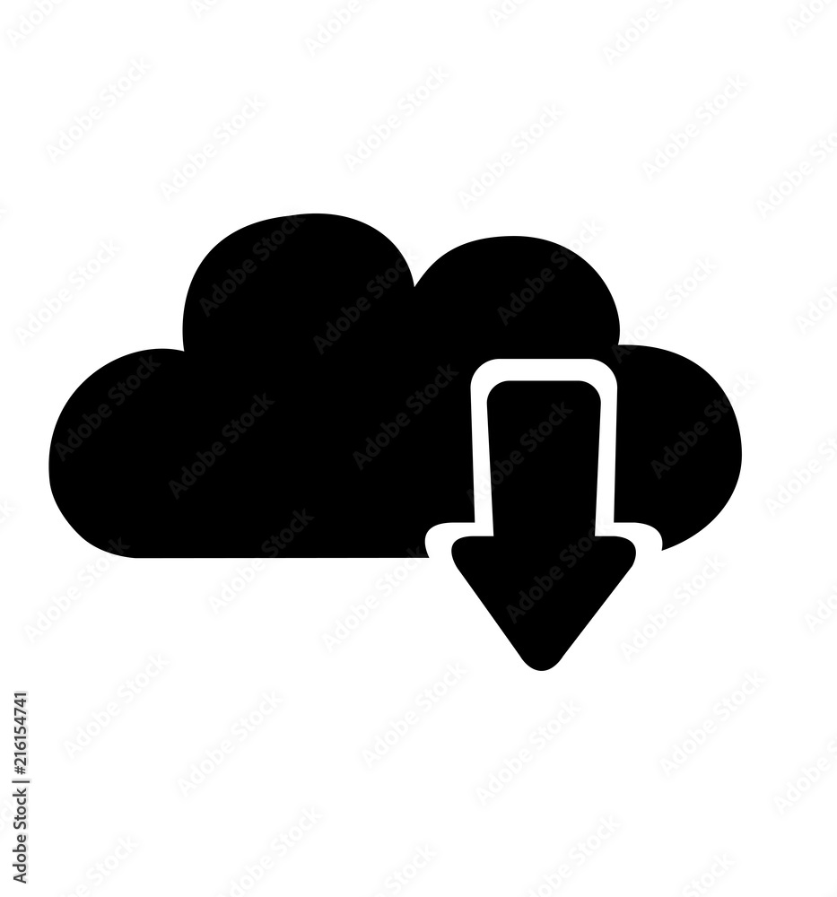 Icon download vector black isolated on white Icon download vector black isolated on white