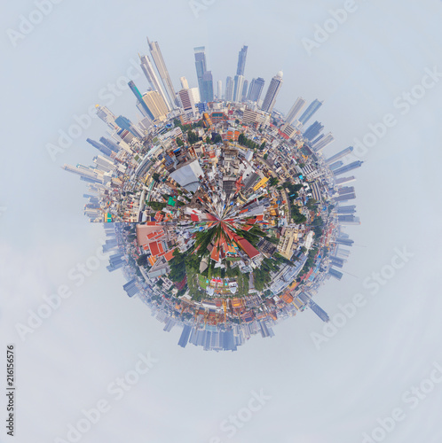 Canvas Print 360 Panorama high view of the city / Circle panorama high view of the city