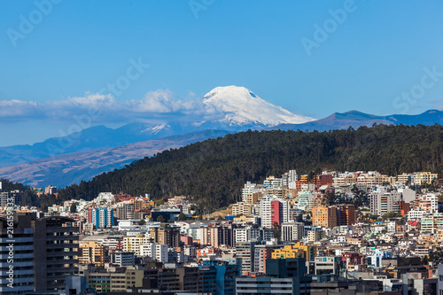 City of Quito with the Cayambe volcano