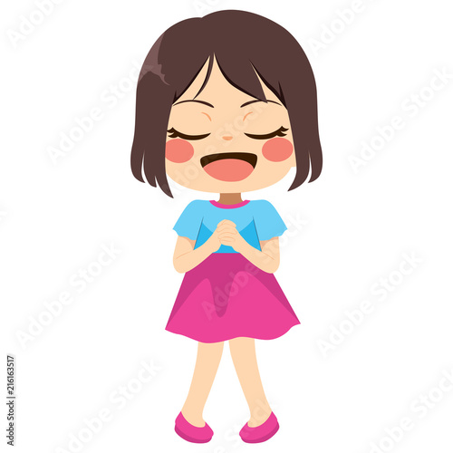Cute little girl with prayi...