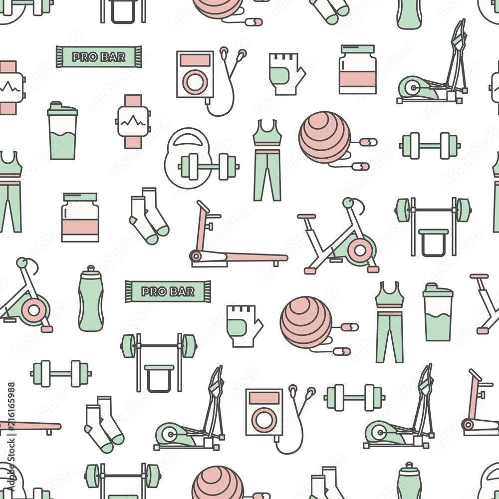 Vector thin line art sport seamless pattern Vector thin line art sport seamless pattern