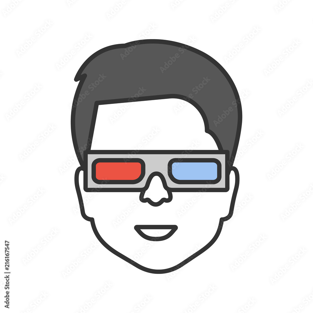 Fugtighed karakterisere Ofre Man with polarized 3D glasses color icon Stock Vector | Adobe Stock