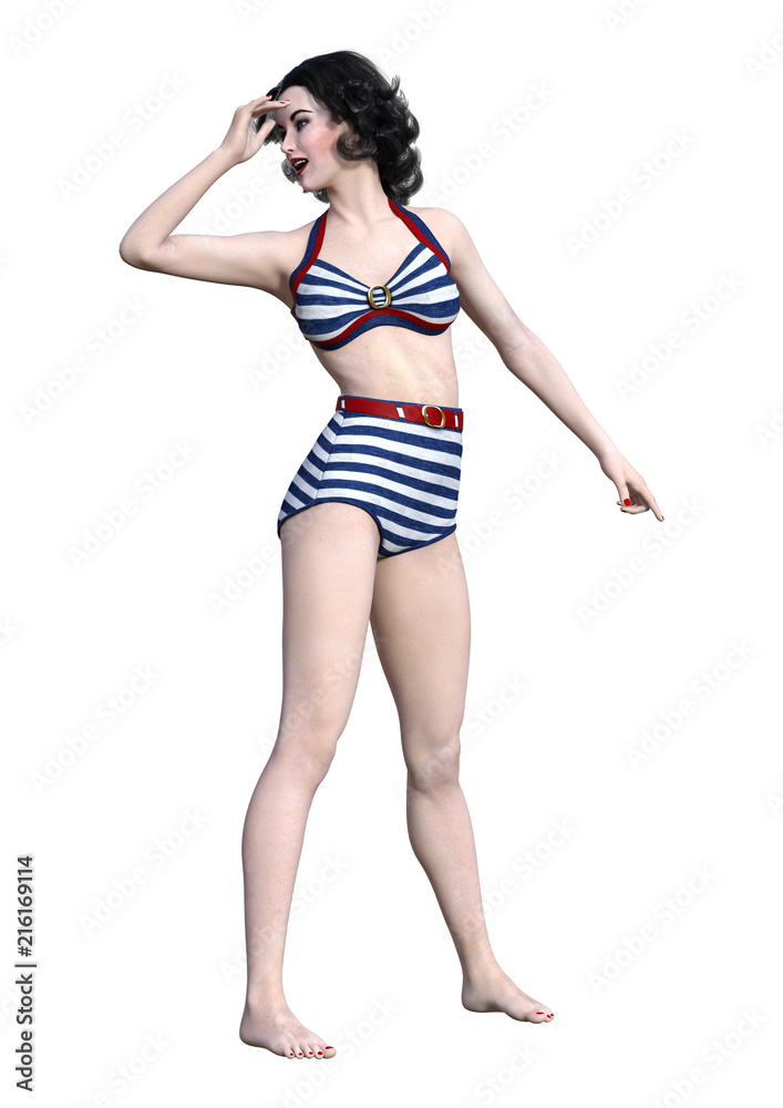 3D Rendering Pinup Girl on White 3D Rendering Pinup Girl on White