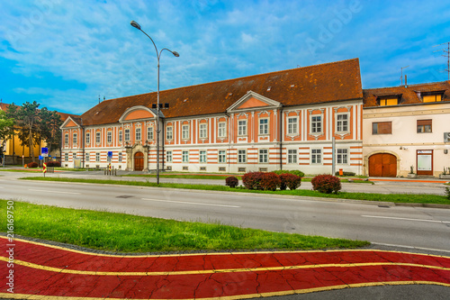 Erdody palace Varazdin Croatia. / Scenic view at old architecture in old Northern Croatian town Varazdin, travel destinations. photo