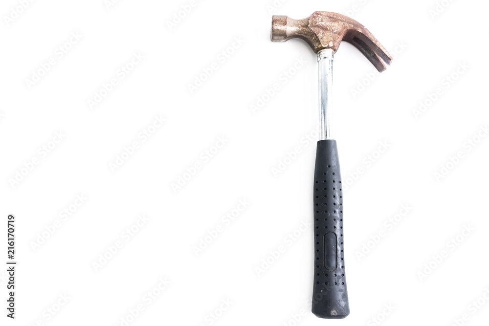 Metal Hammer with rubber handle isolated Metal Hammer with rubber handle isolated