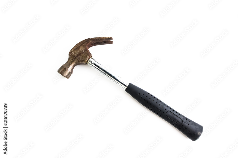 Metal Hammer with rubber handle isolated Metal Hammer with rubber handle isolated