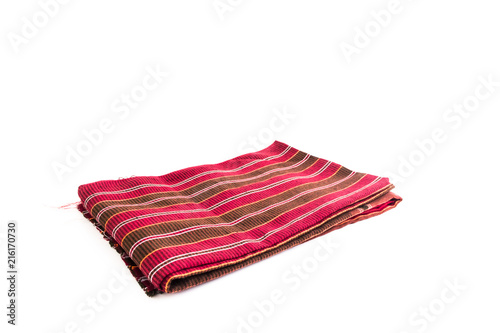 Folded thai style loofah with transverse pattern isolated