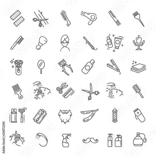Barbershop and beauty salon vector icons set