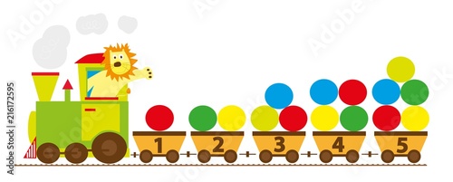 Pociąg z cyframi 1-10, ilustracja edukacyjna dla dzieci ,wektory