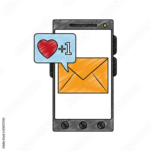 Smartphone with love email received vector illustration graphic design