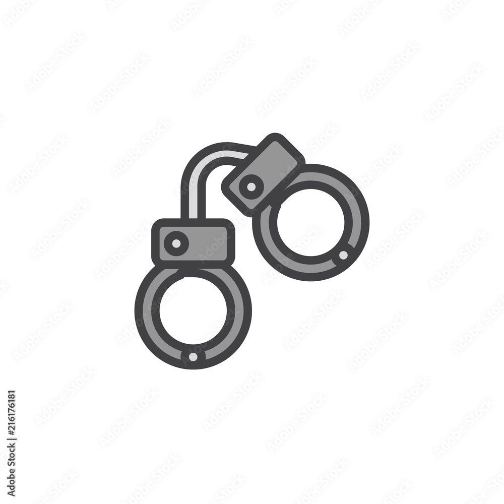 Handcuffs filled outline icon, line vector sign, linear colorful pictogram isolated on white. Police handcuffs symbol, logo illustration. Pixel perfect vector graphics Handcuffs filled outline icon, line vector sign, linear colorful pictogram isolated on white. Police handcuffs symbol, logo illustration. Pixel perfect vector graphics