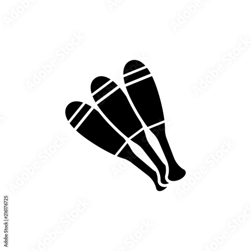 Juggling Clubs, Circus Skittles. Flat Vector Icon illustration. Simple black symbol on white background. Juggling Clubs, Circus Skittles sign design template for web and mobile UI element