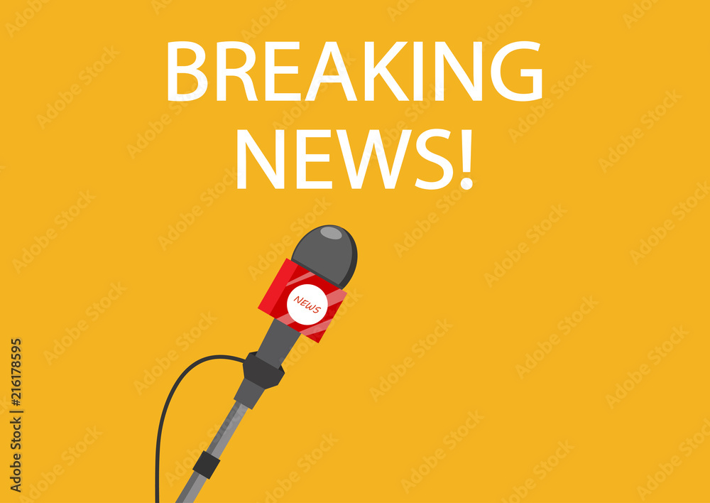 Fototapeta premium Vector illustration. Breaking news live concept.