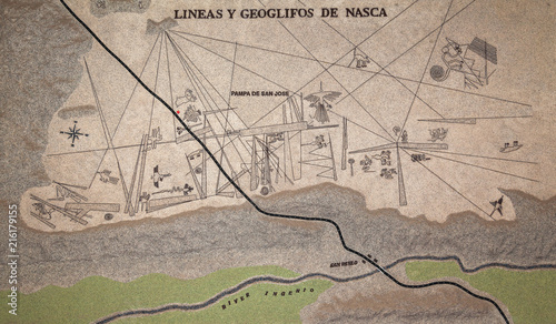 Map of the lines and geoglyphs of Nazca photo