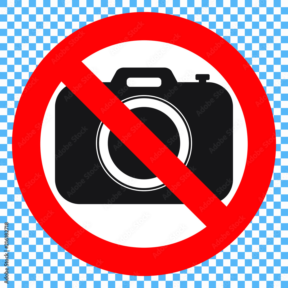 No cameras allowed sign. Red prohibition no camera sign. No taking pictures, no photographs sign. No cameras allowed sign. Red prohibition no camera sign. No taking pictures, no photographs sign.