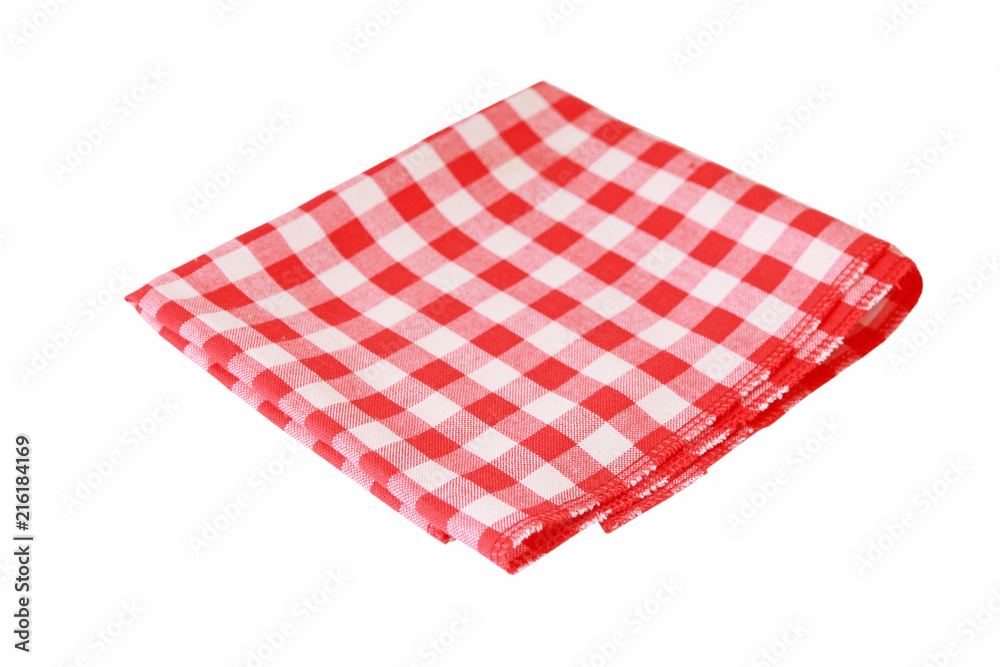 Red tablecloth in a cage isolated on a white background
Red tablecloth in a cage isolated on a white background