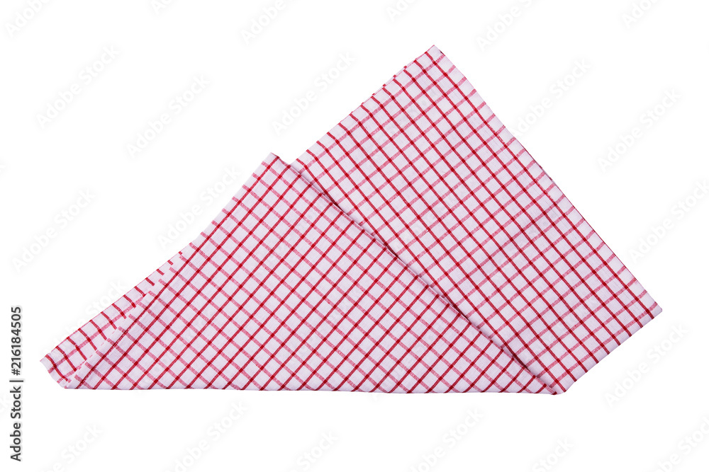 Red and white checkered napkin isolated on white background. Red and white checkered napkin isolated on white background.
