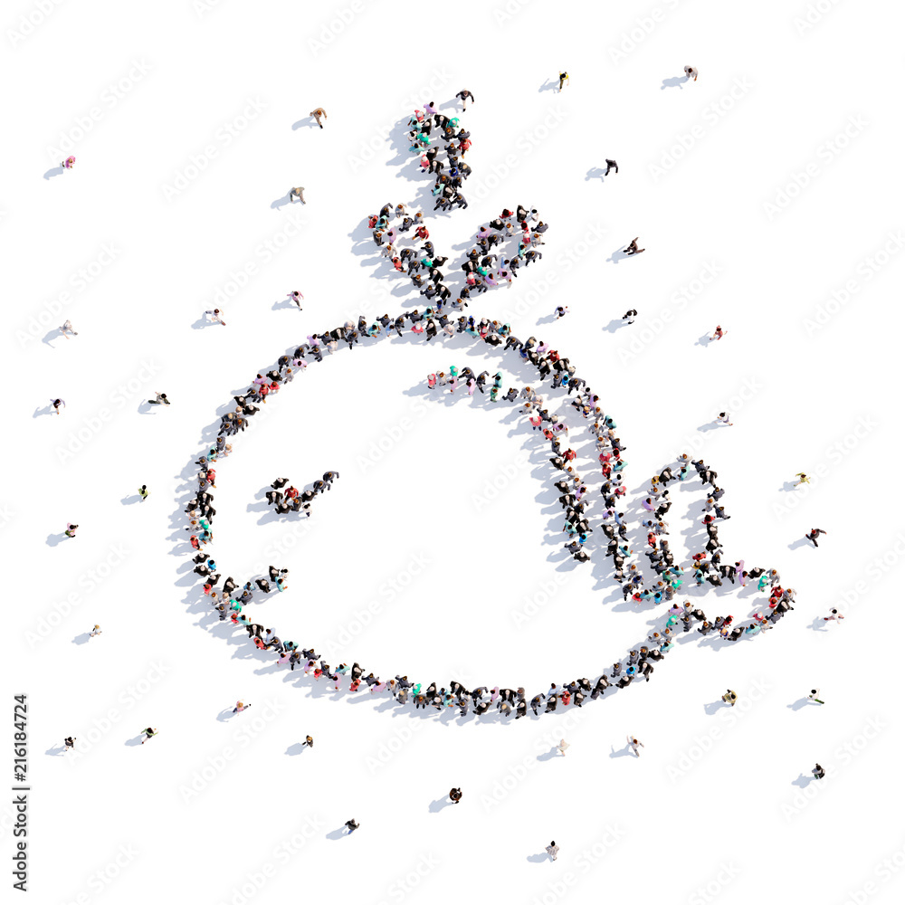 A lot of people form whale, hand drawing . 3d rendering. A lot of people form whale, hand drawing . 3d rendering.