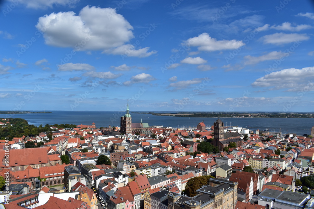 Blick von Kirchturm aus über Altstadt von Stralsund