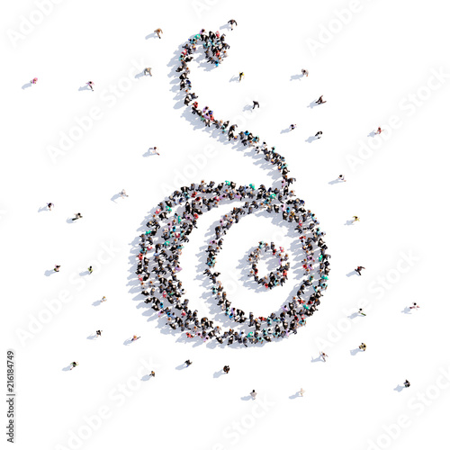 A lot of people form yoyo, hand drawing . 3d rendering.