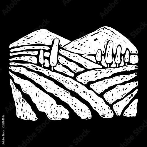 Hand drawn rural landscape.