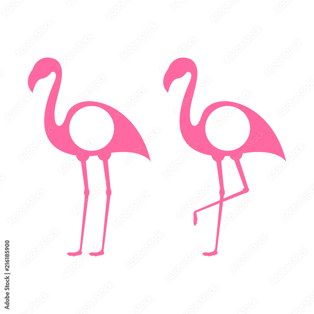Fototapeta Pink flamingo. Exotic tropical bird. Pink flamingo vector silhouette. Decoration element. Vector illustration isolated