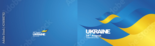 Independence Day Ukraine flag ribbon two fold landscape background