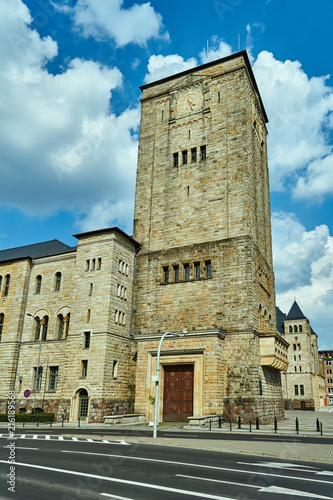 Neo-Romanesque Imperial castle with tower in Poznan.