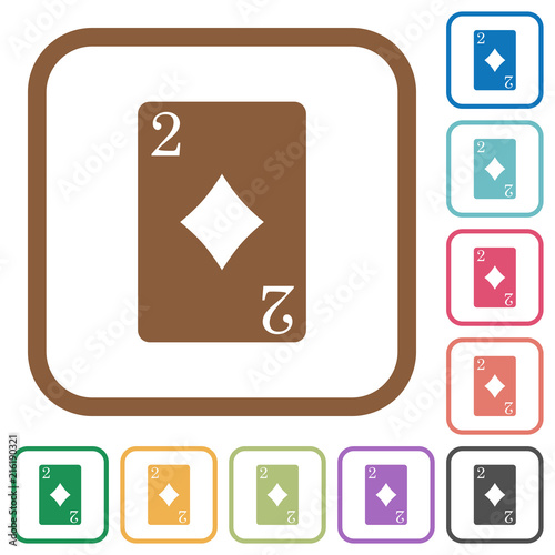 Two of diamonds card simple icons